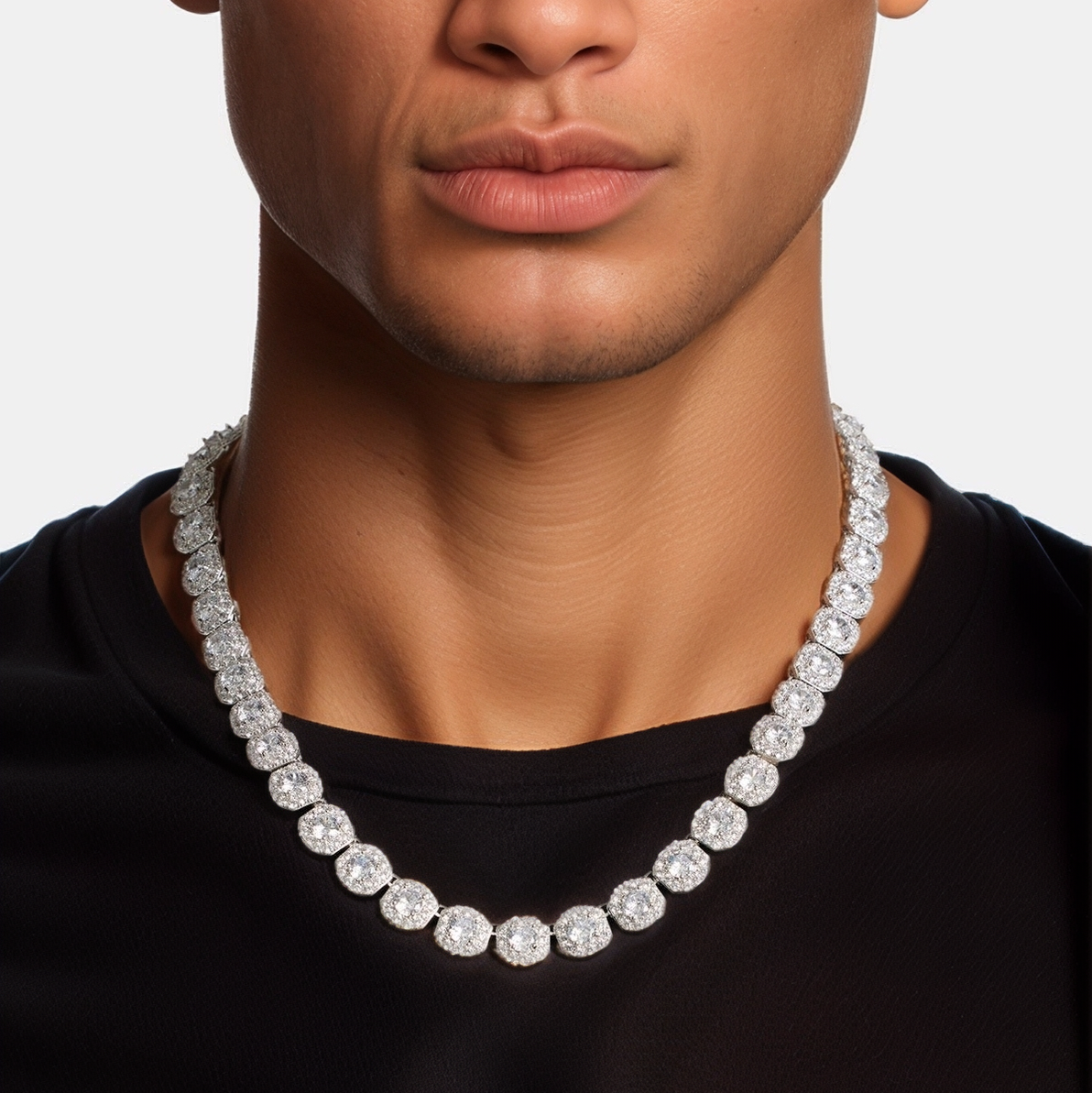 Clustered Tennis Ketting - Witgoud 10 mm