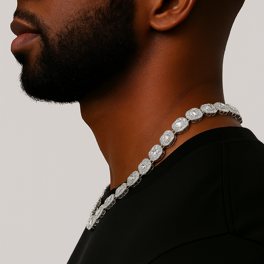 Clustered Tennis Ketting- Witgoud 12 mm