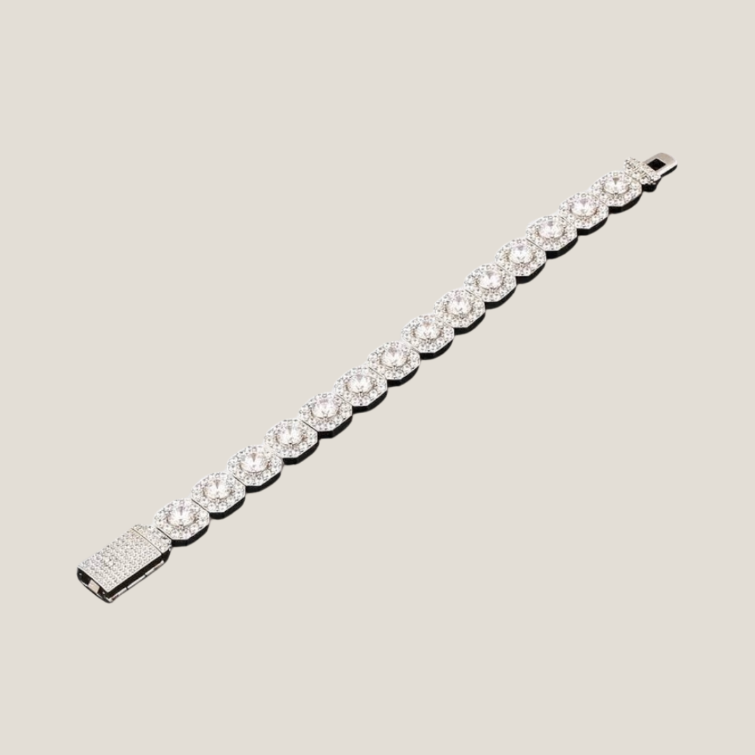 Clustered Tennis Armband - Witgoud 10 mm