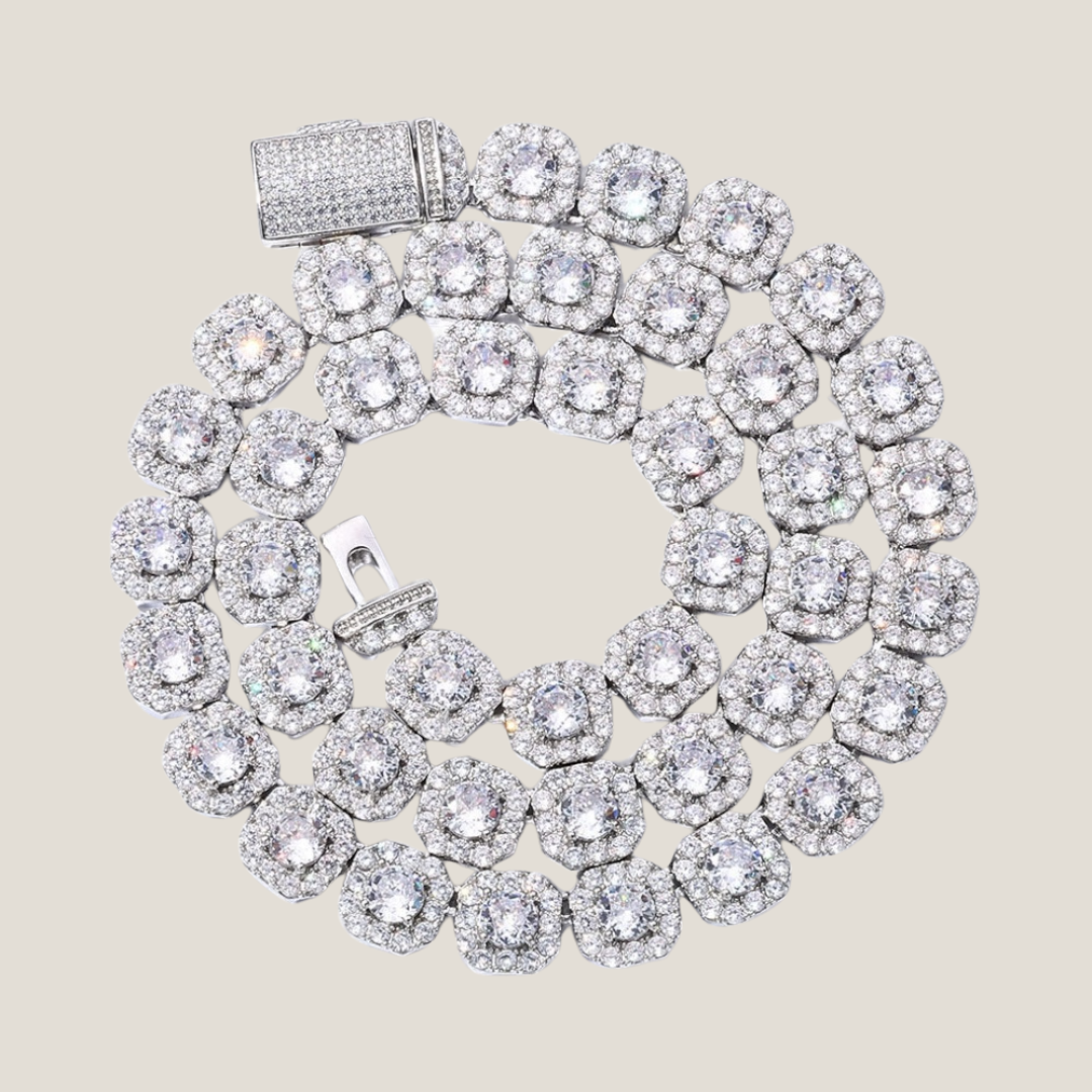Clustered Tennis Ketting- Witgoud 12 mm