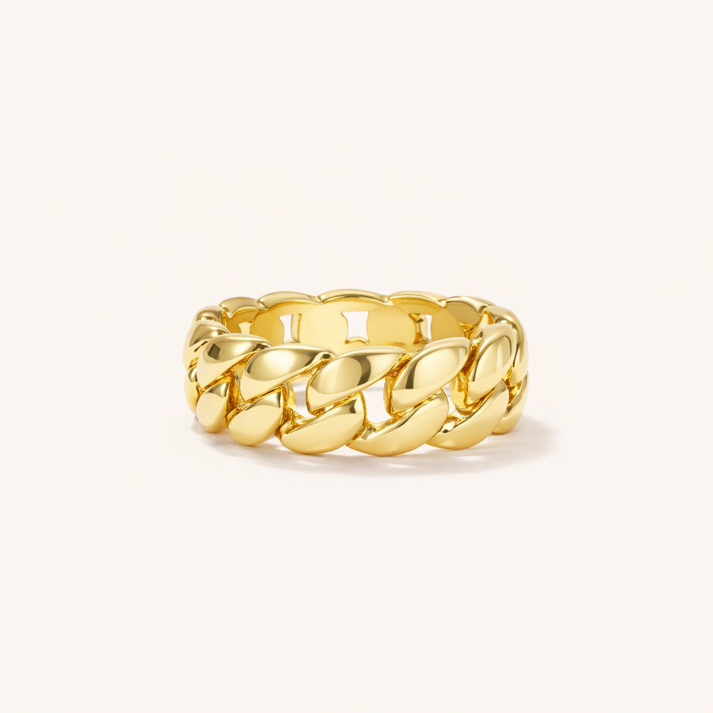Clean Cuban Ring - Goud