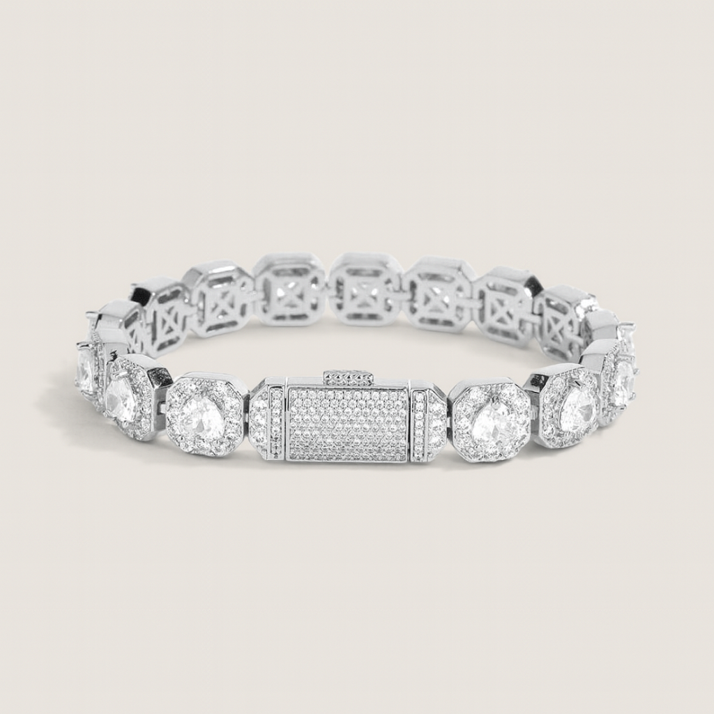 Clustered Tennis Armband - Witgoud 10 mm