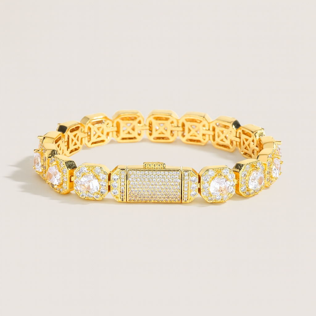 Clustered Tennis Armband - Goud 10 mm