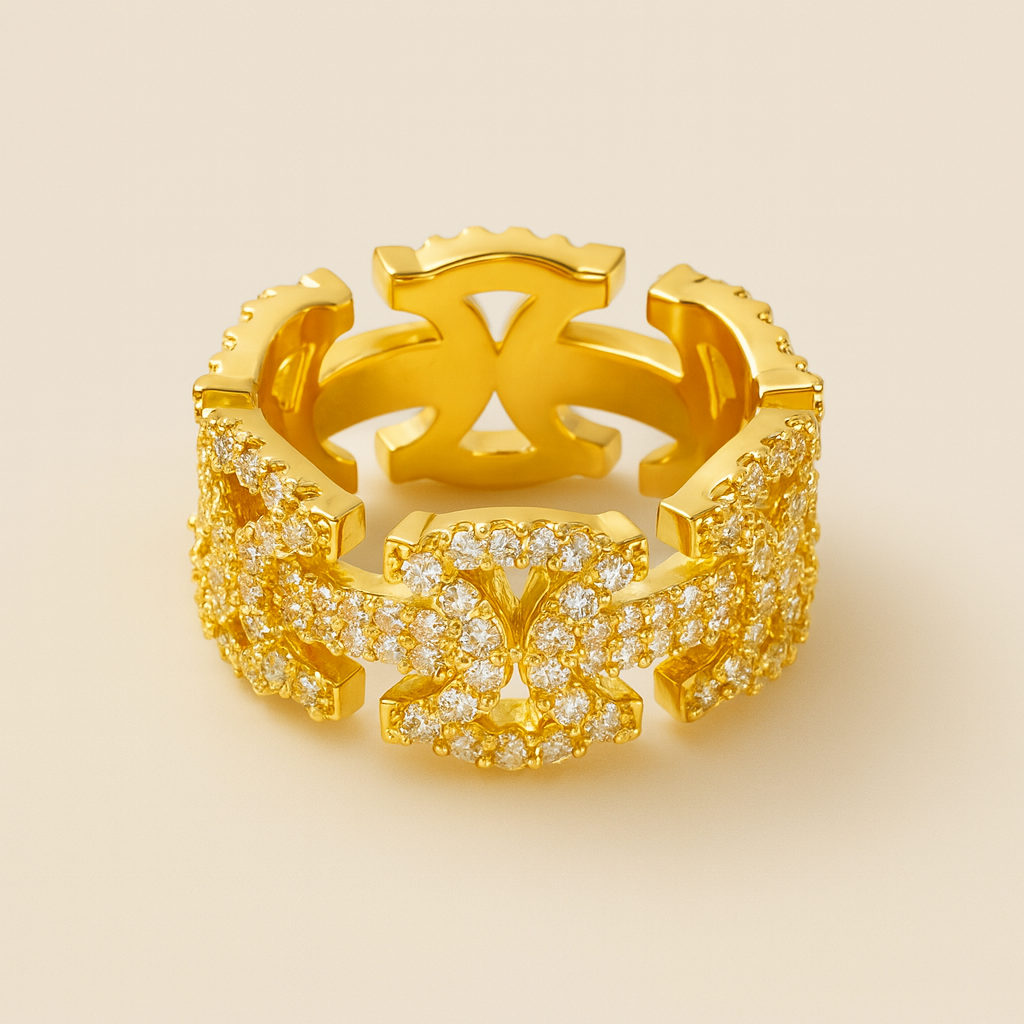 Diamond Crest Ring Goud