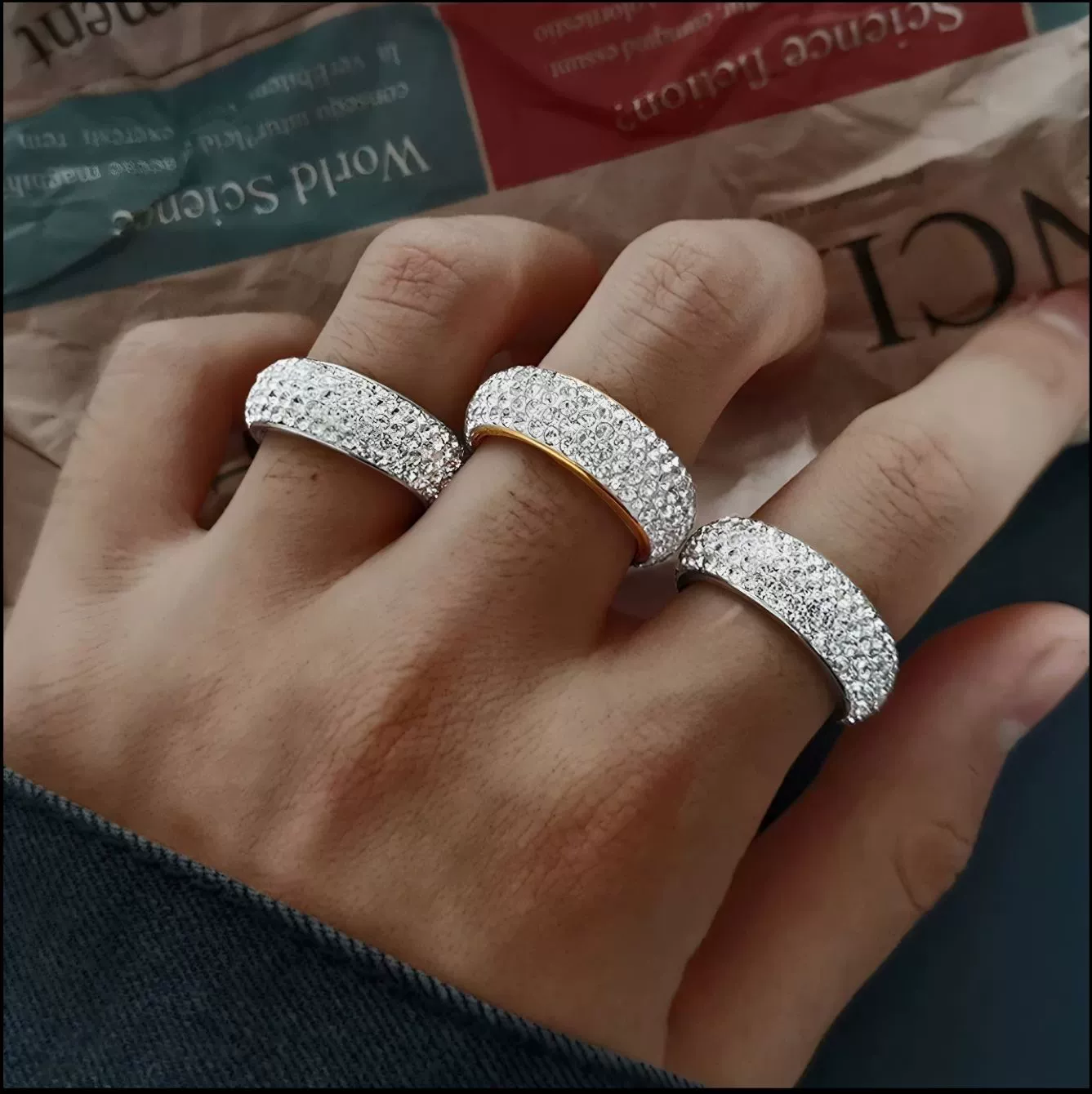 Luxe Pavé Ring - Zilver/Goud