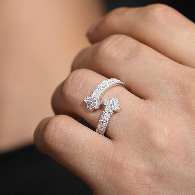 Crystal Clover Ring Zilver - Moissaniet