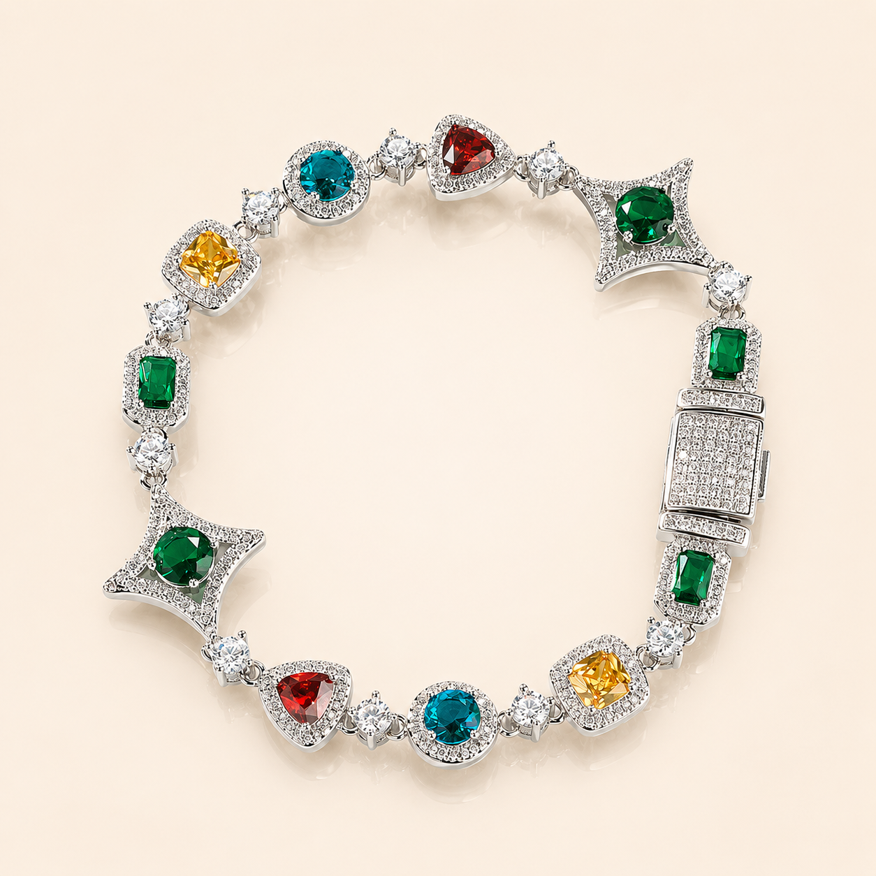 Royal Multi Gem Armband - Zilver