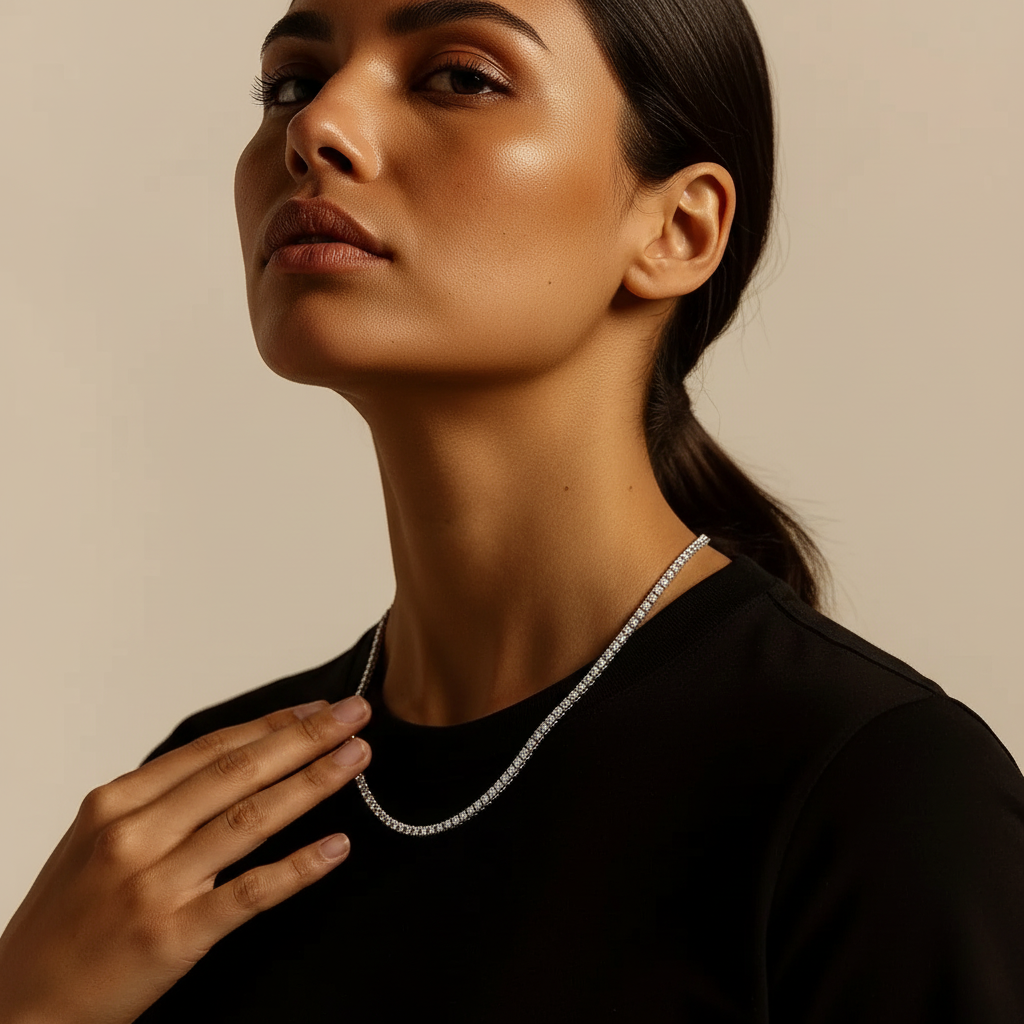 Tennis Ketting - Witgoud 3 mm