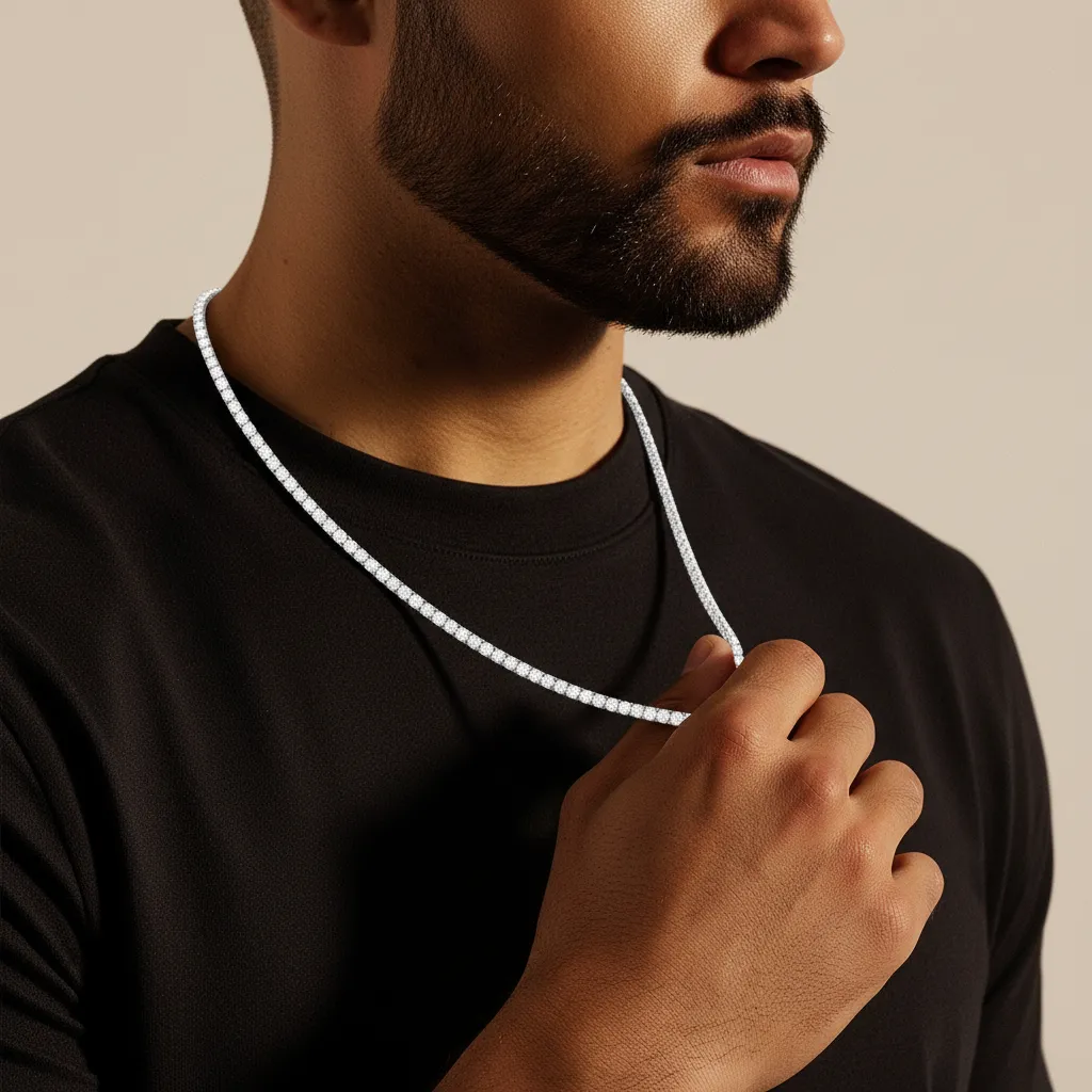 Tennis Ketting - Witgoud 5 mm