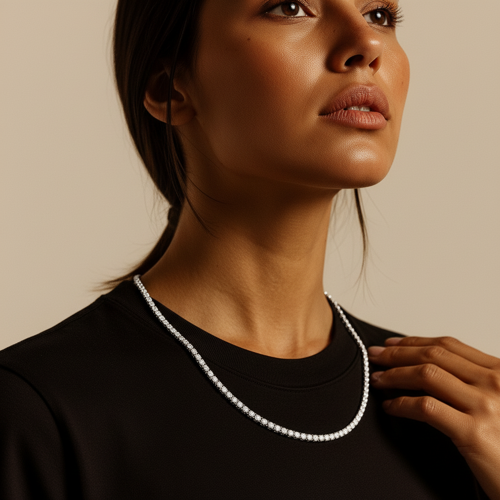 Tennis Ketting - Witgoud 5 mm