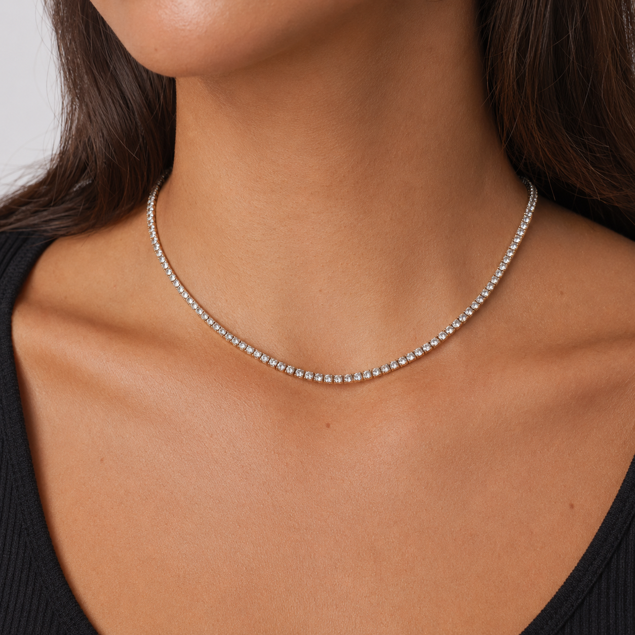 Tennis Ketting - Witgoud 3 mm