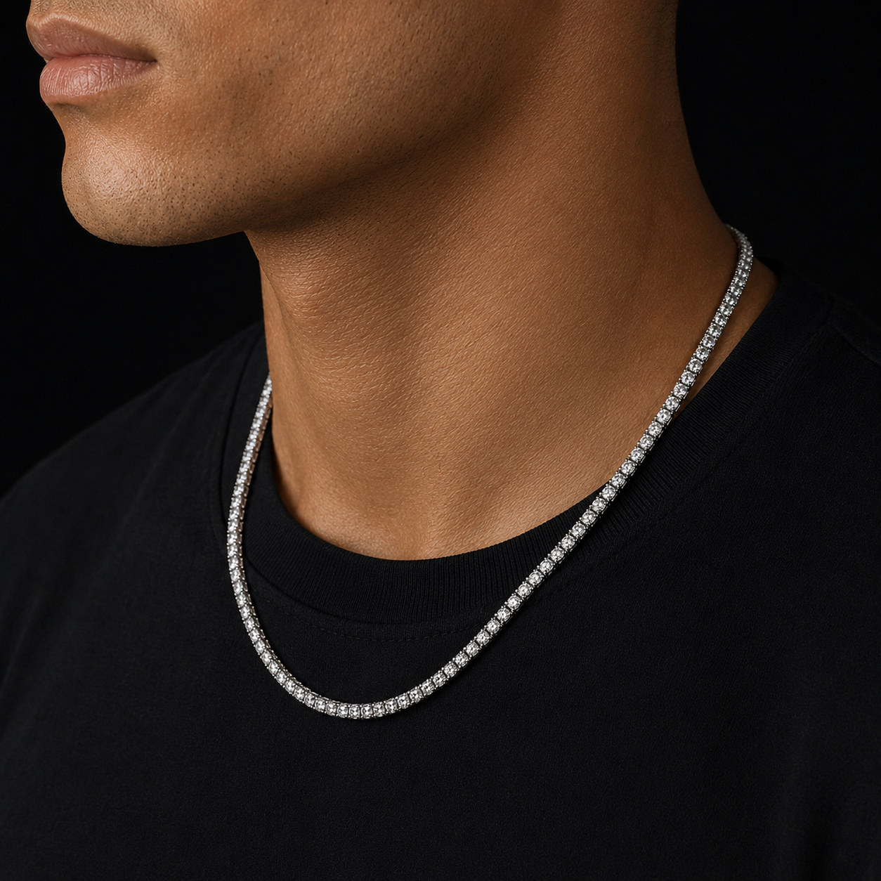 Tennis Ketting - Witgoud 3 mm
