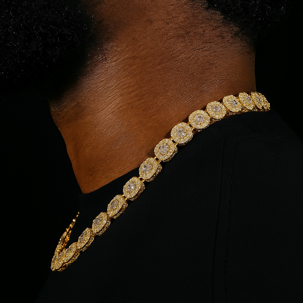 Clustered Tennis Ketting - Goud 12 mm