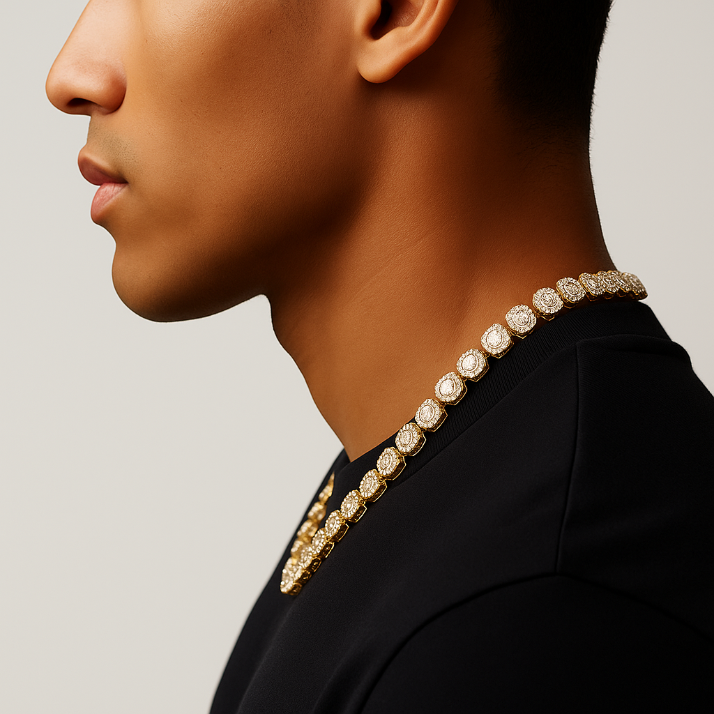 Clustered Tennis Ketting - Goud 10 mm