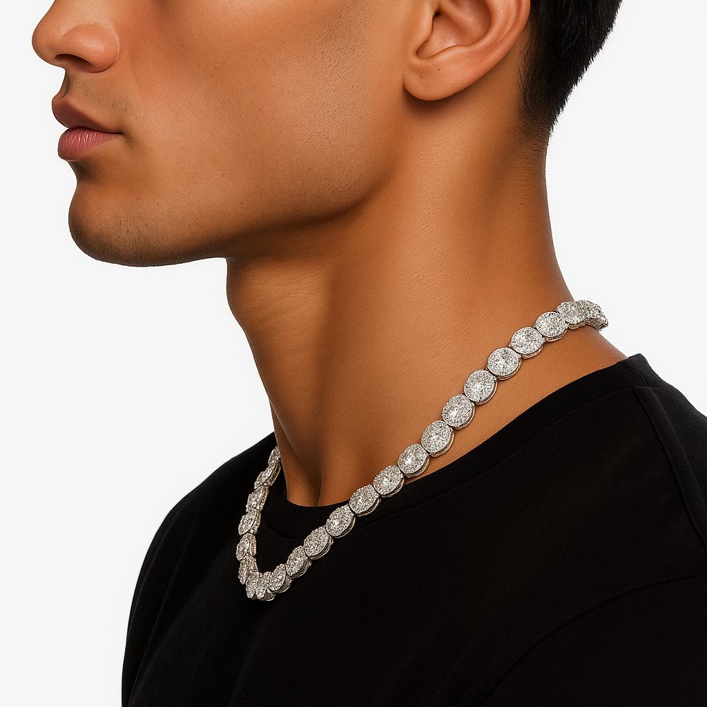 Clustered Tennis Ketting - Witgoud 10 mm