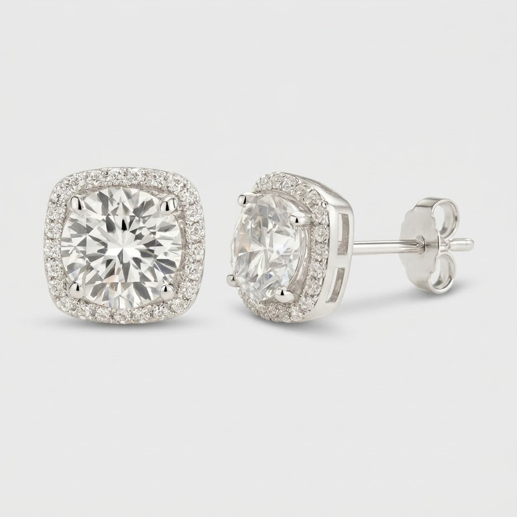 Aurora Halo Oorbellen - Moissanite