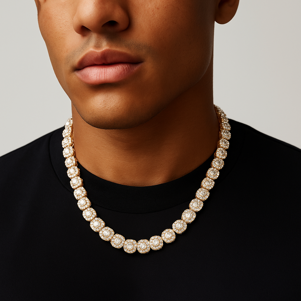 Clustered Tennis Ketting - Goud 10 mm