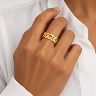 Clean Cuban Ring - Goud