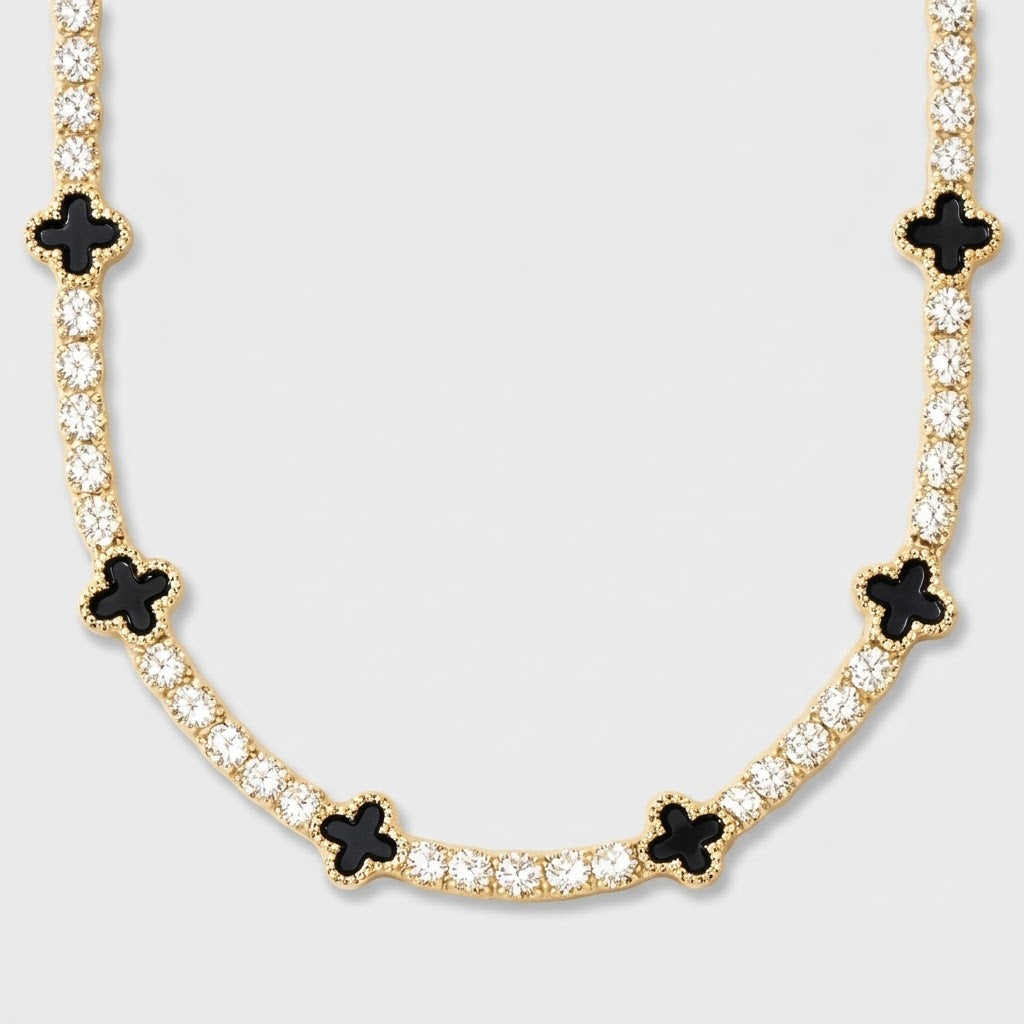 Clover Tennis Ketting Goud
