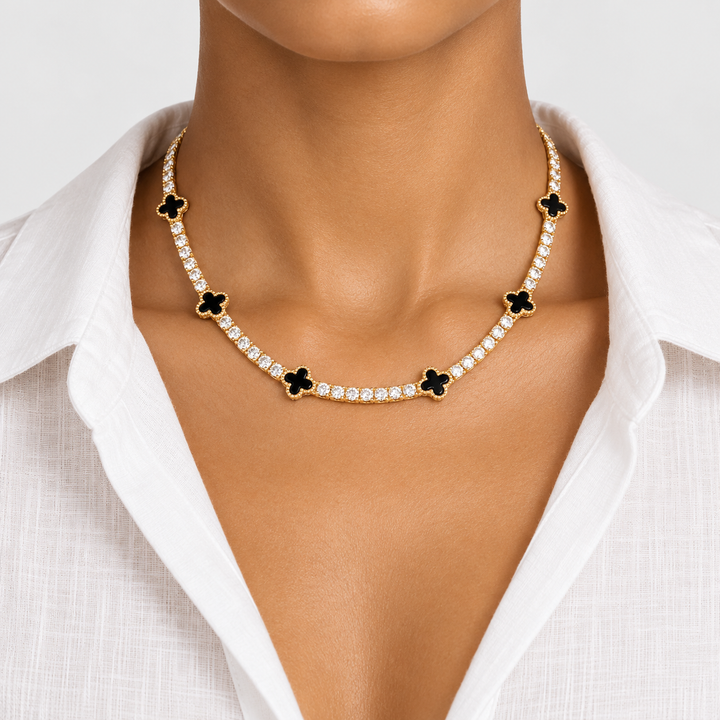 Clover Tennis Ketting Goud