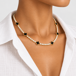 Clover Tennis Ketting Goud