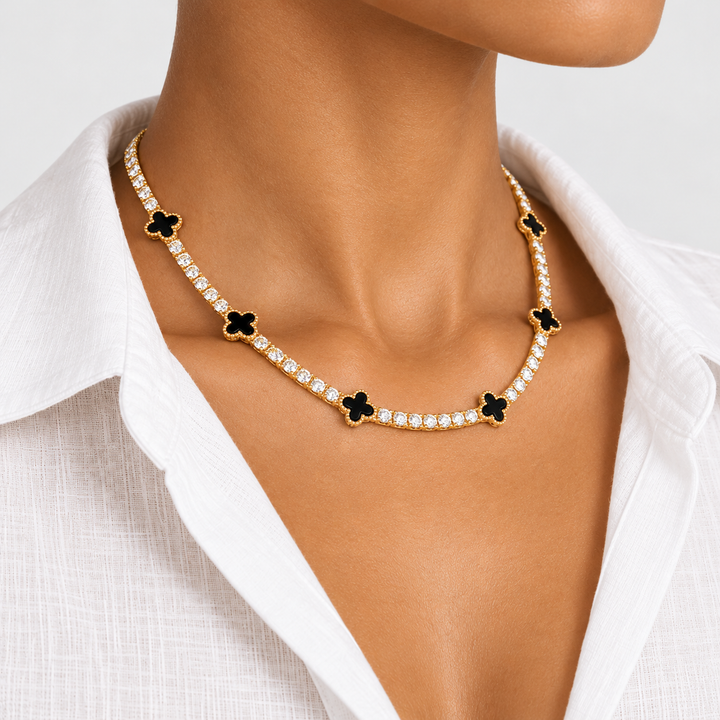 Clover Tennis Ketting Goud