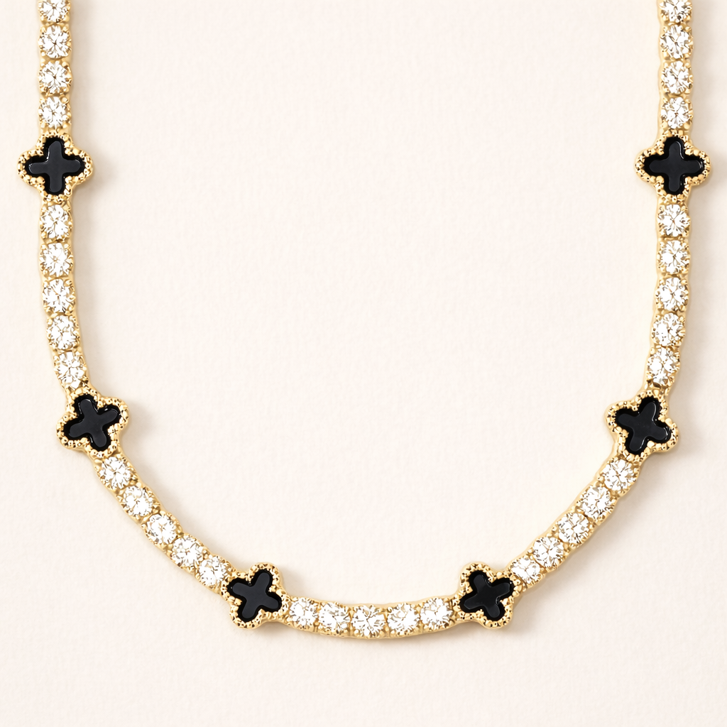 Clover Tennis Ketting Goud