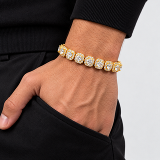 Clustered Tennis Armband - Goud 10 mm