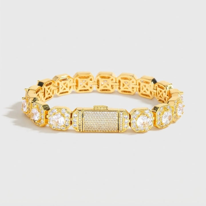Clustered Tennis Armband - Goud 10 mm