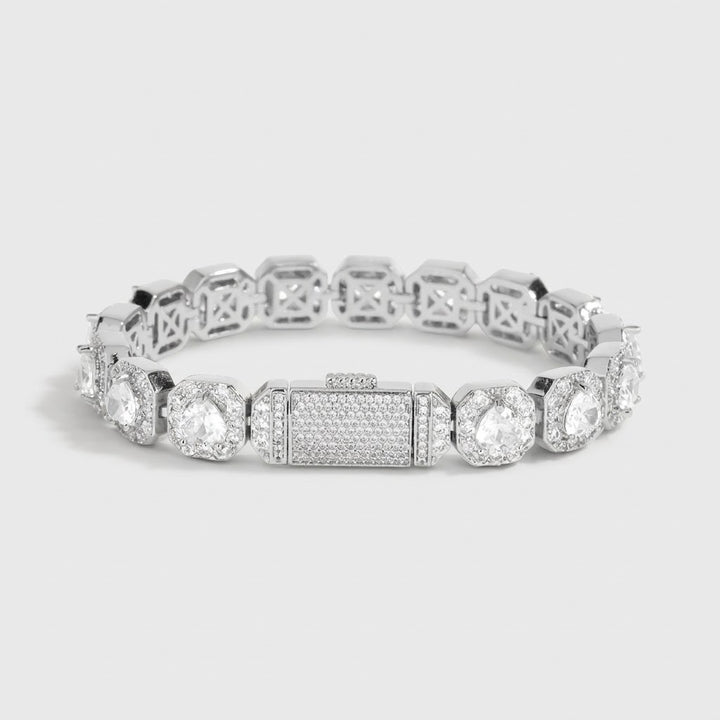 Clustered Tennis Armband - Witgoud 10 mm