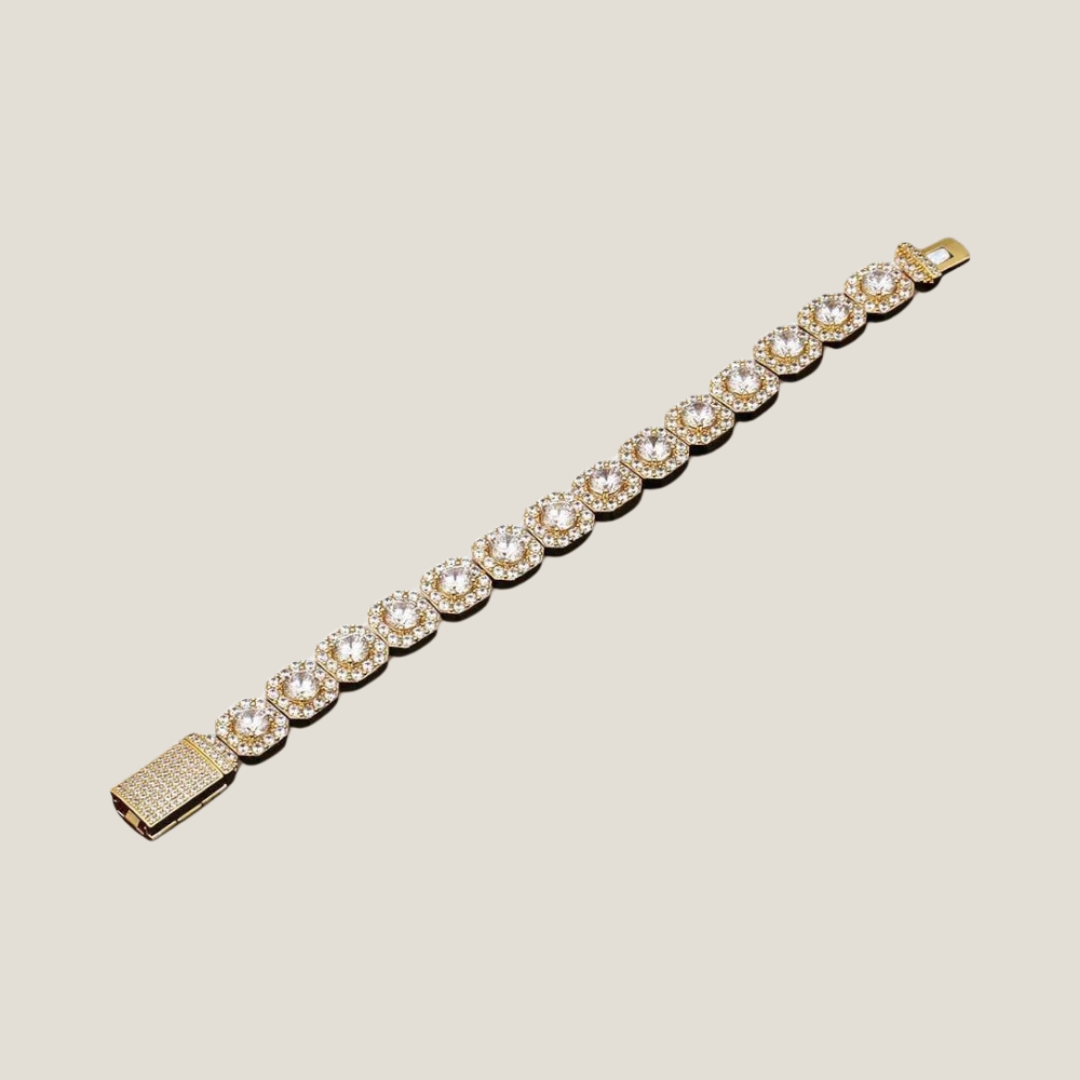 Clustered Tennis Armband - Goud 10 mm