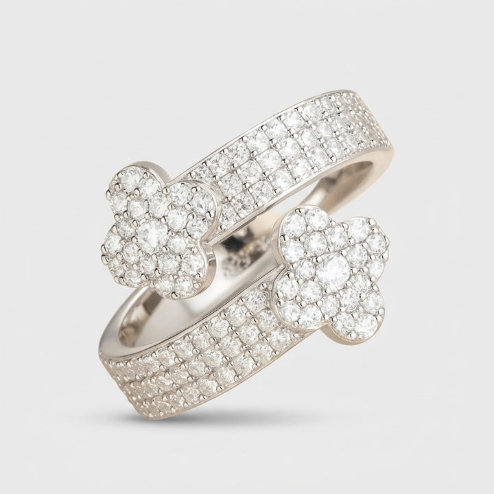 Crystal Clover Ring Zilver - Moissanite