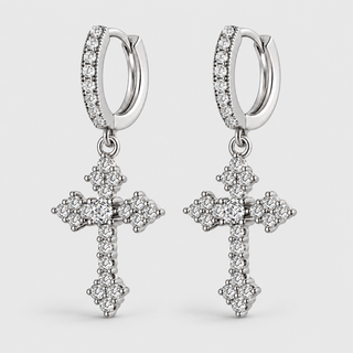 Crystal Cross Oorbellen Zilver