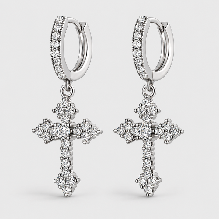 Crystal Cross Oorbellen Zilver
