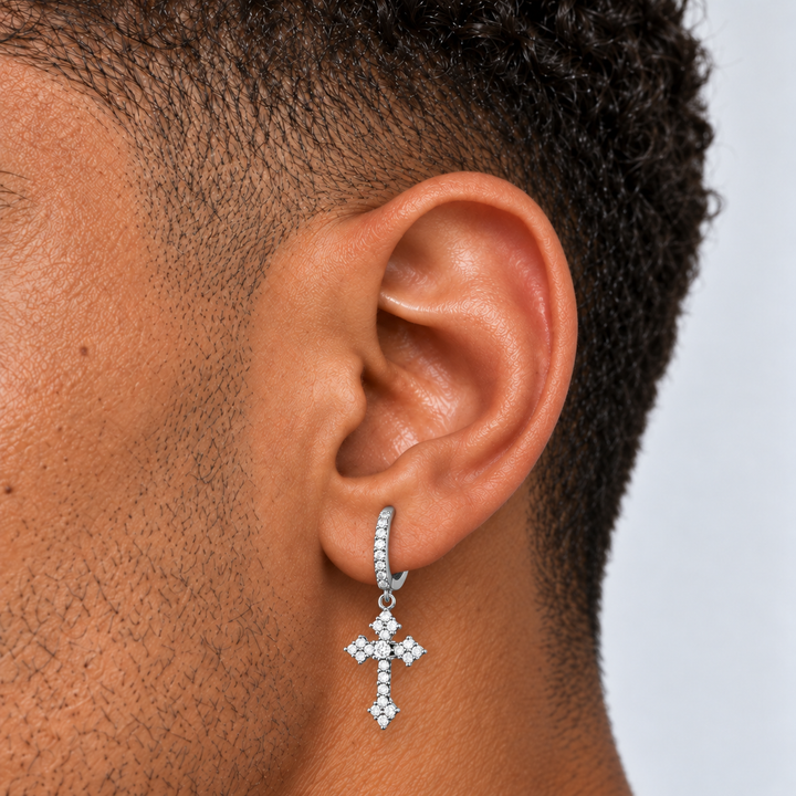 Crystal Cross Oorbellen Zilver