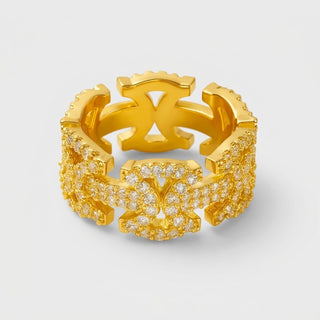 Diamond Crest Ring Goud