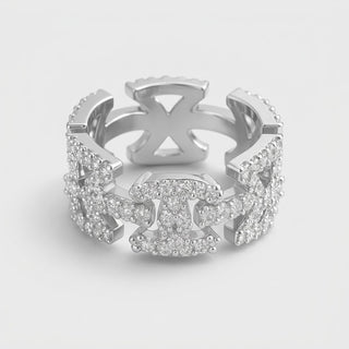 Diamond Crest Ring Zilver
