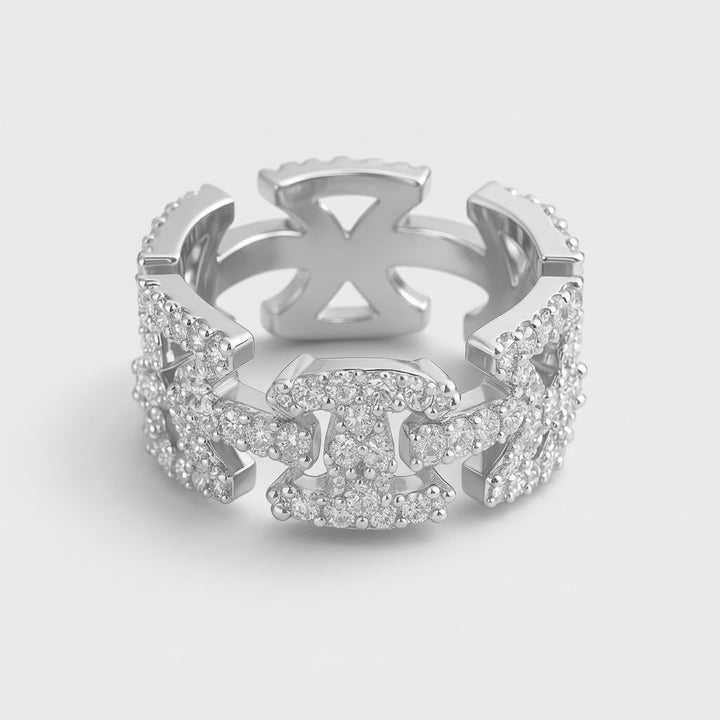 Diamond Crest Ring Zilver