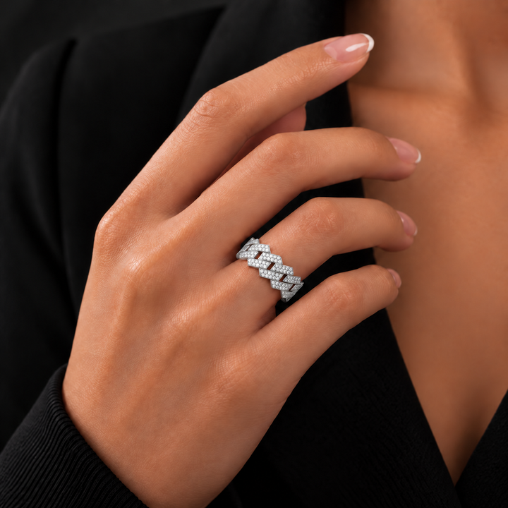 Diamond Crown Ring Zilver - Moissanite