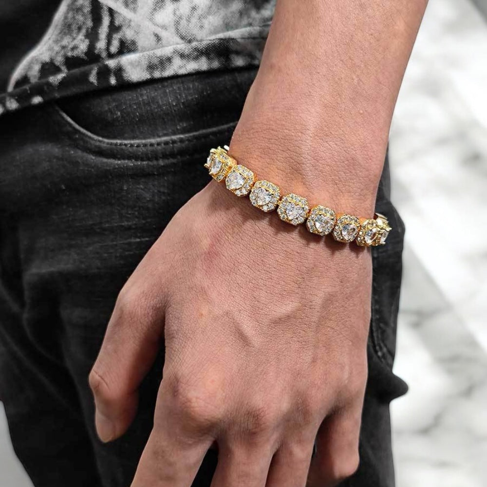 Clustered Tennis Armband - Goud 10 mm