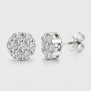 Moissanite Flower Studs - Zilver