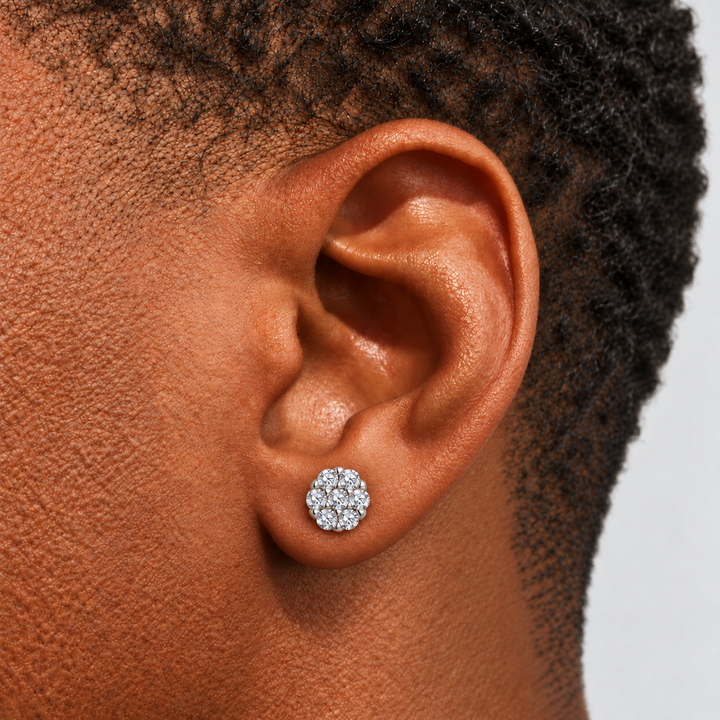 Moissanite Flower Studs - Zilver