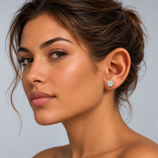 Moissanite Flower Studs - Zilver