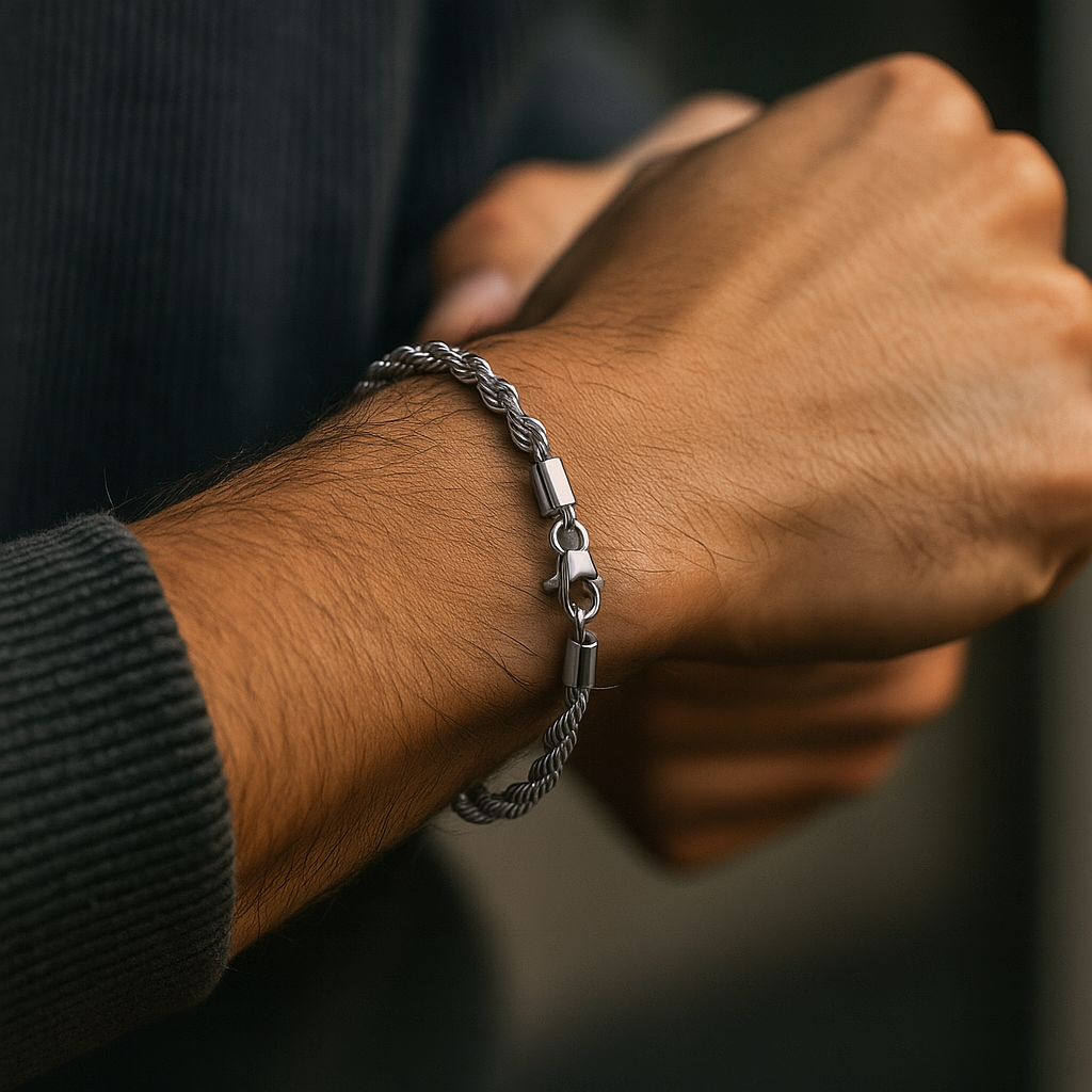 Rope Armband - Witgoud 5 mm