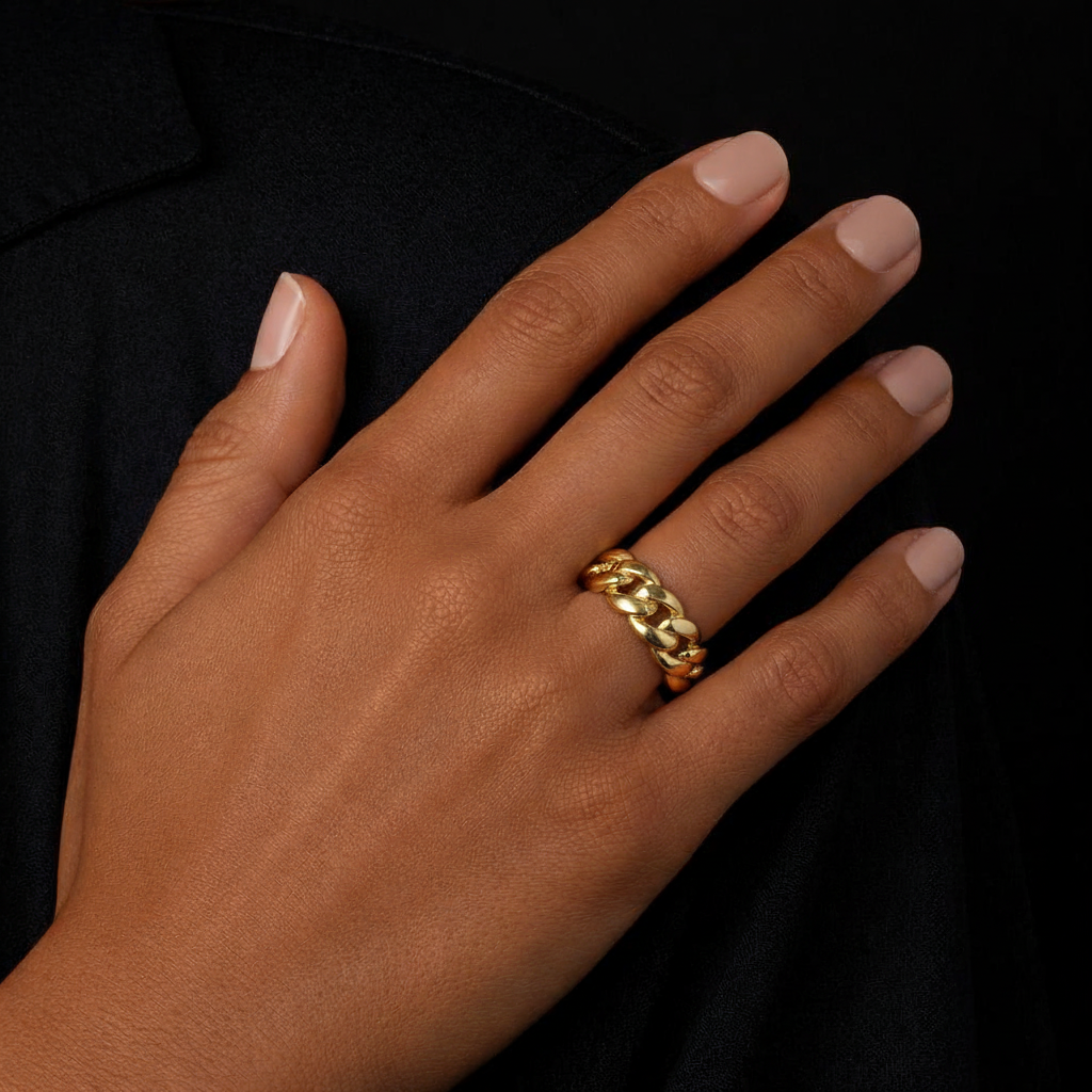 Clean Cuban Ring - Goud