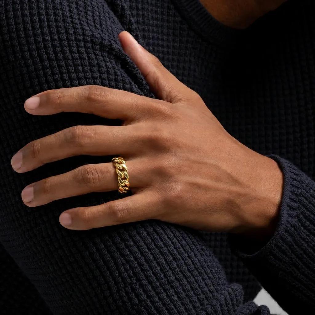 Clean Cuban Ring - Goud