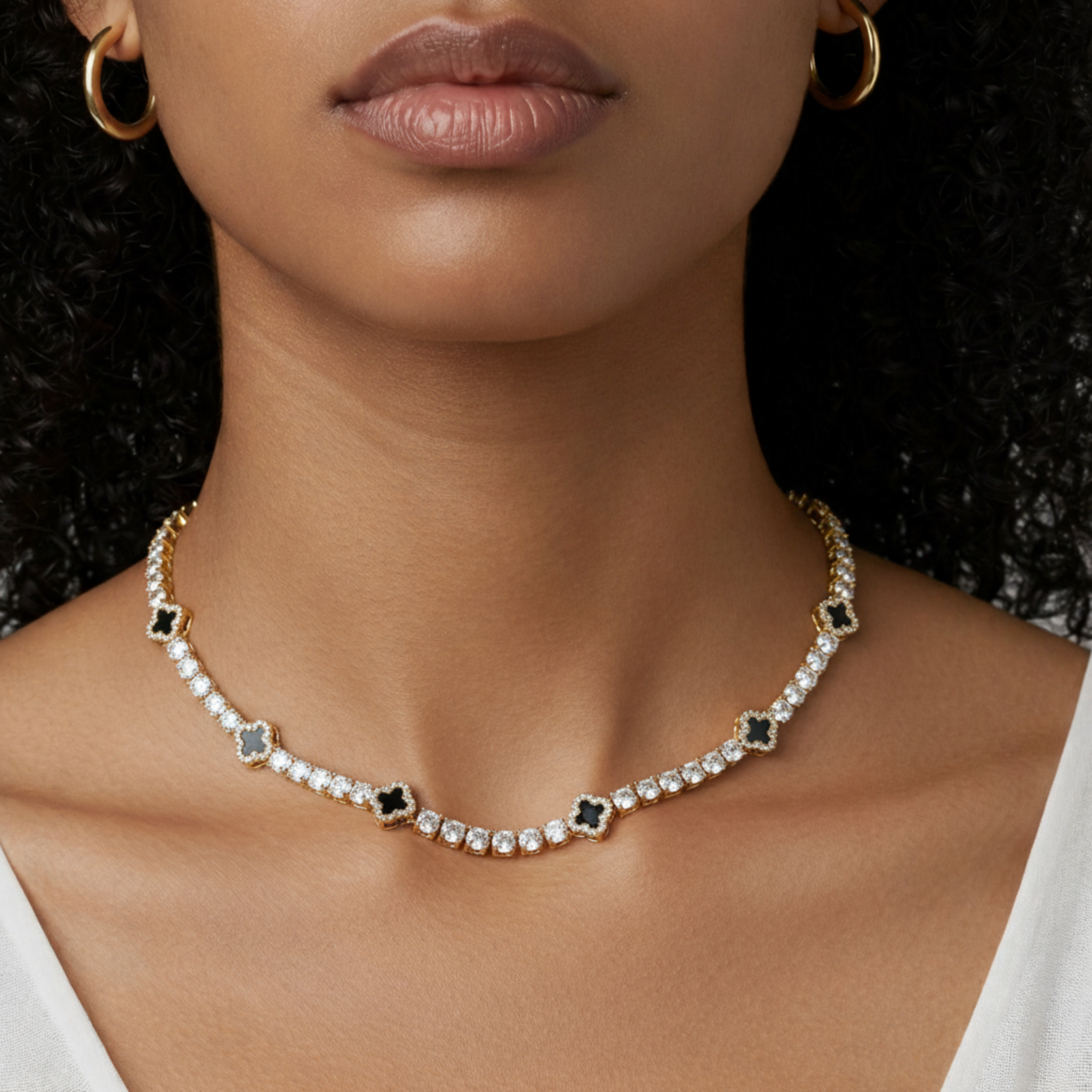 Clover Tennis Ketting Goud