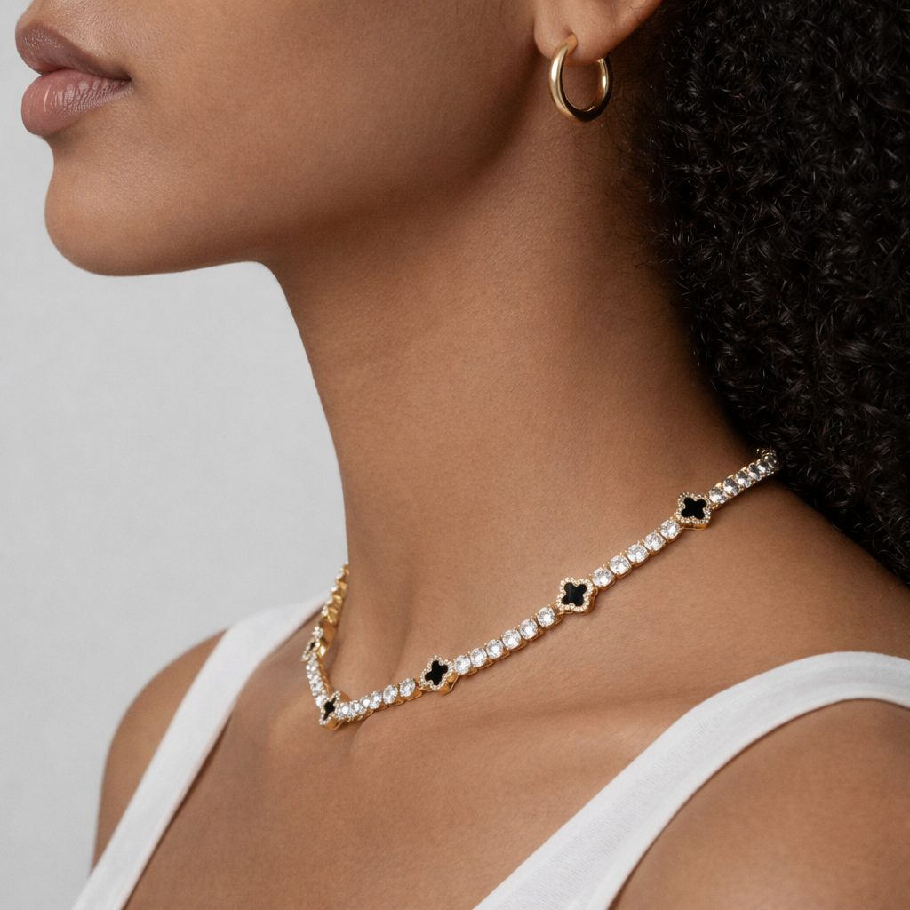 Clover Tennis Ketting Goud