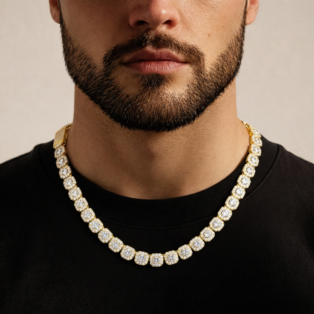 Clustered Tennis Ketting - Goud 10 mm