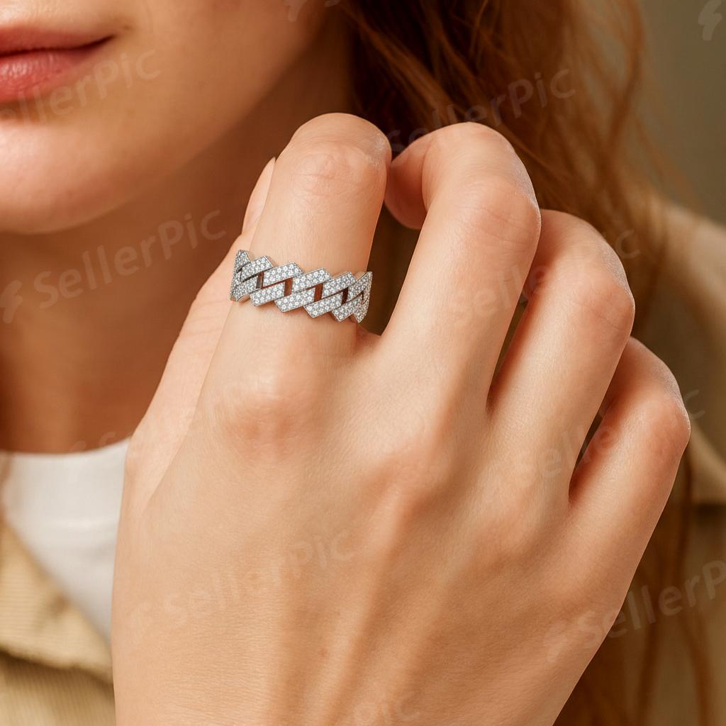 Diamond Crown Ring Zilver - Moissaniet